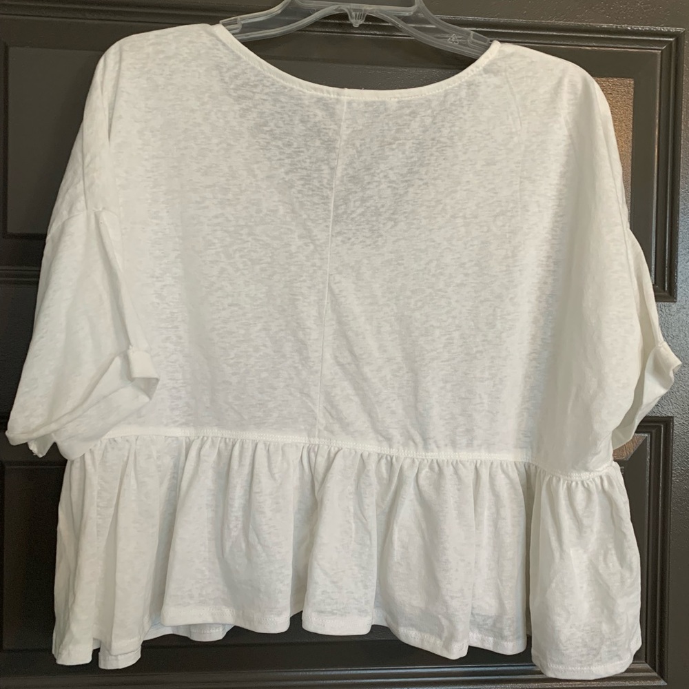White Button Down Ruffle Top - Picture 5 of 6